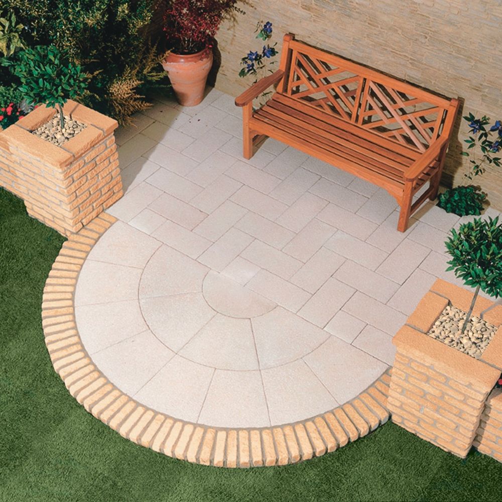 Textured paving offers the perfect balance of flair and function.The textured circle in Buff is a perfect garden feature.